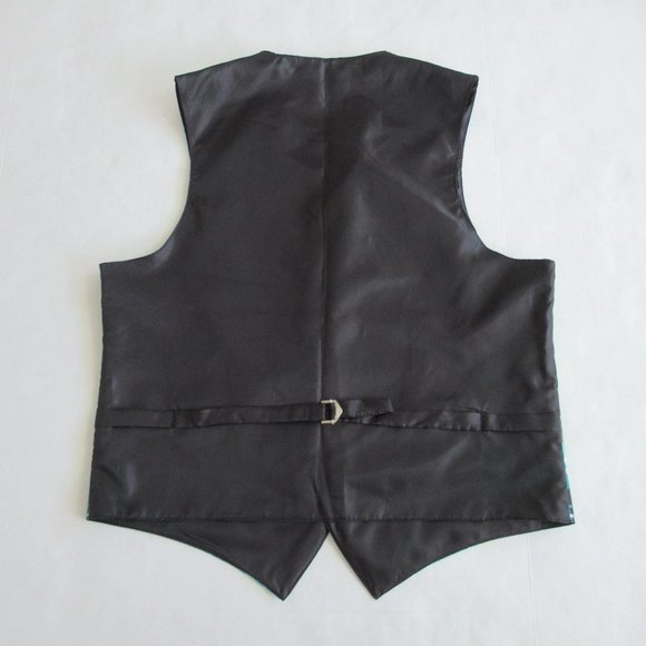 Vesuvio Napoli Men's Plaid Design Dress Vest Size Small Black, Turquoise, White - Picture 7 of 11